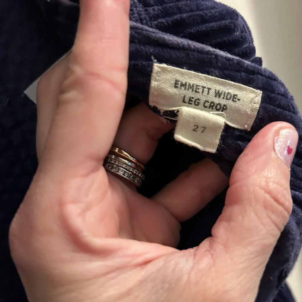 Madewell Emmett Wide Leg Crop Pants in Corduroy dark blue size 27 - Picture 4 of 6